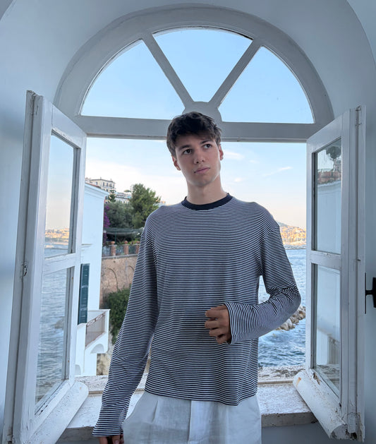 Long Sleeve Righe Blu