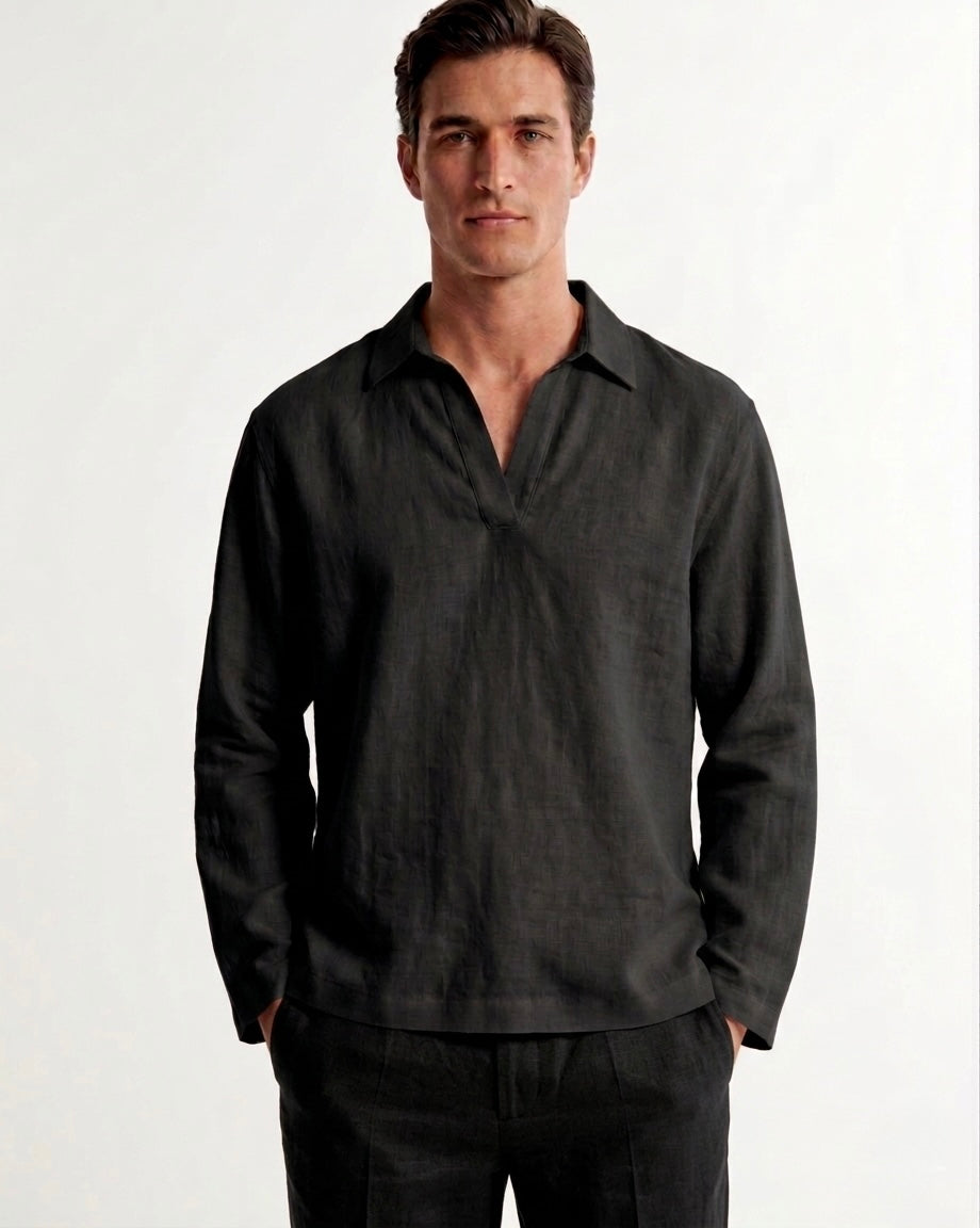 Polo Nera in Lino