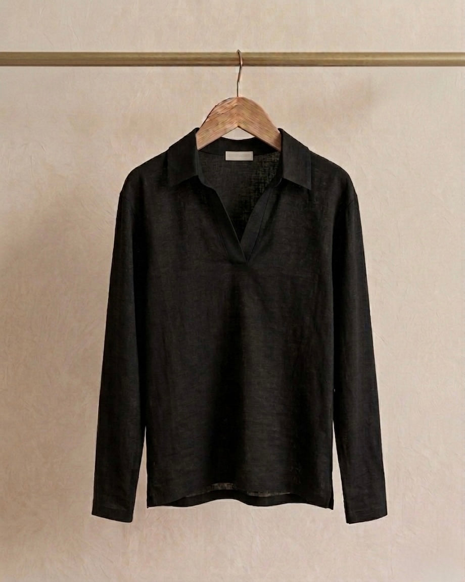 Polo Nera in Lino