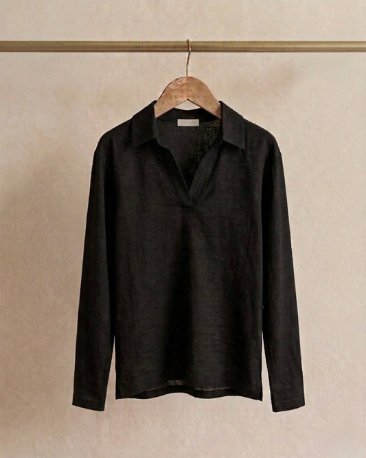 Polo Nera in Lino