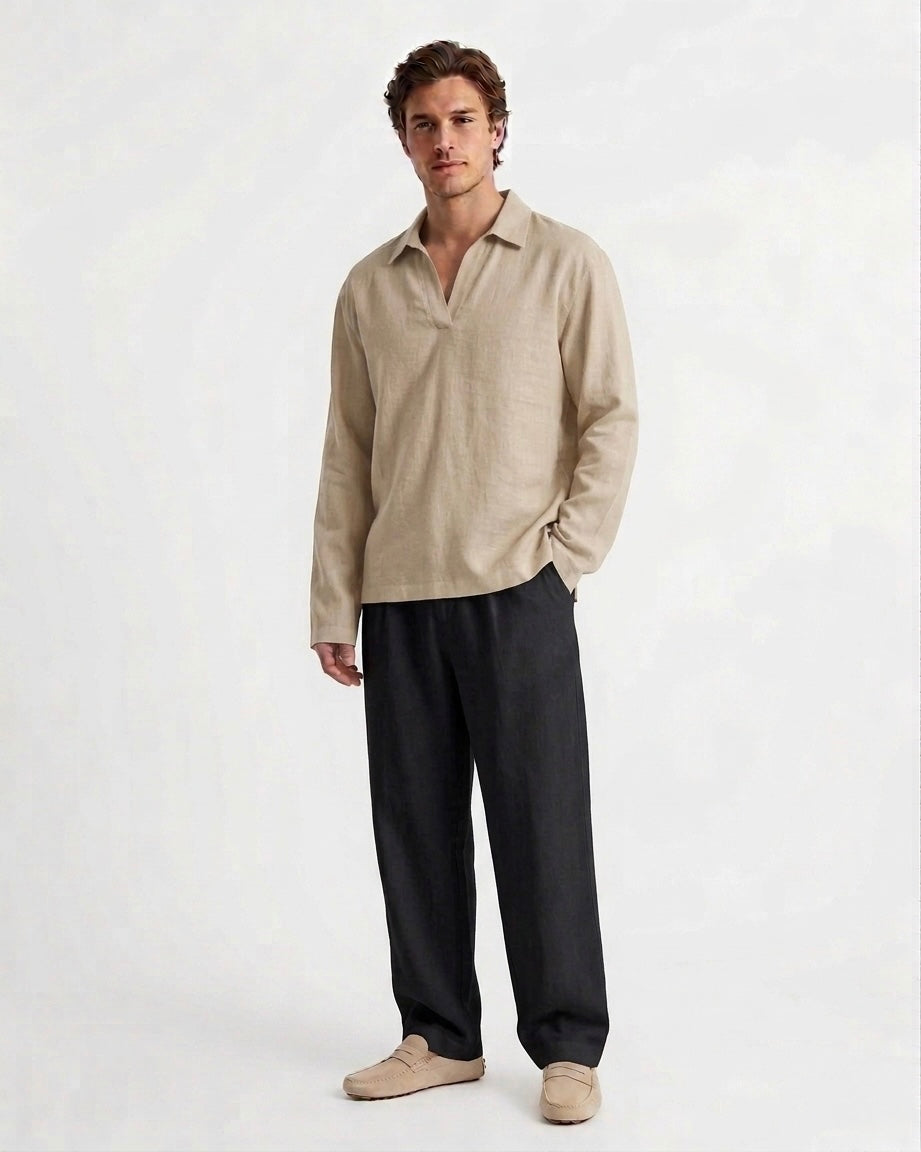 Pantalone Elegante Nero in Lino