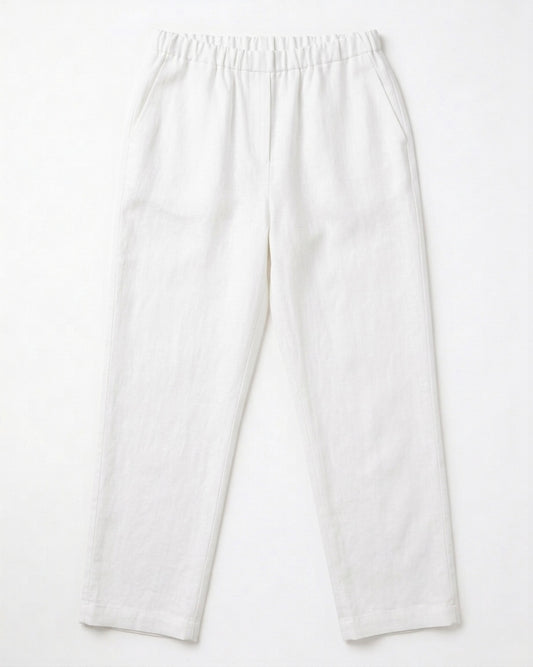 Pantalone Comfort Bianco in Lino
