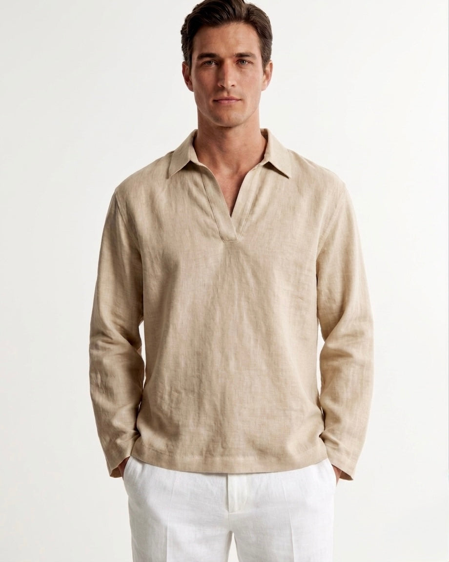 Polo Beige in Lino