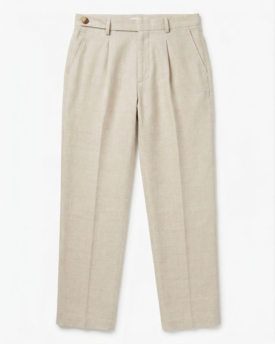Pantalone Elegante Beige in Lino