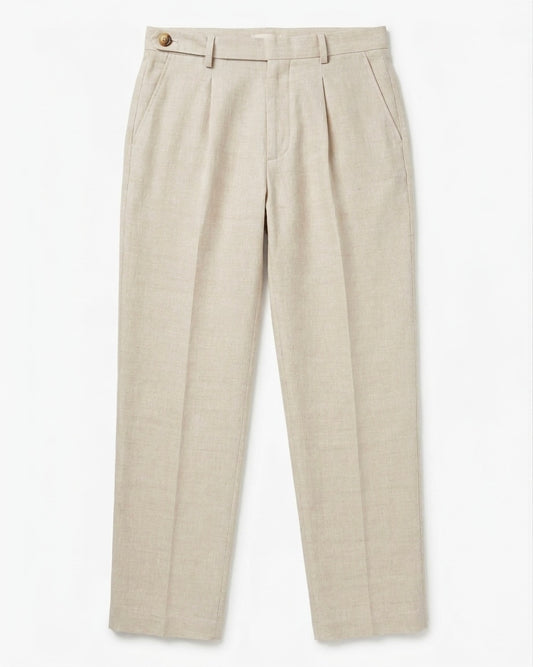Pantalone Elegante Beige in Lino