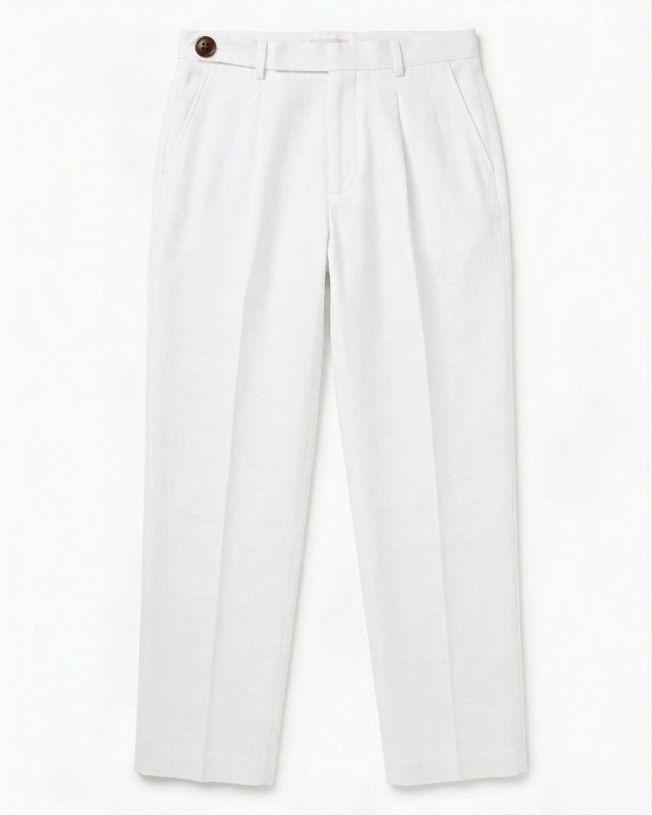 Pantalone Elegante Bianco in Lino