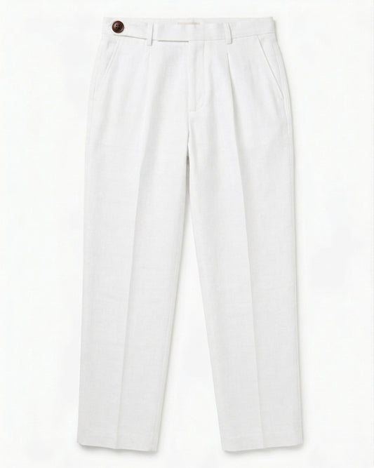 Pantalone Elegante Bianco in Lino